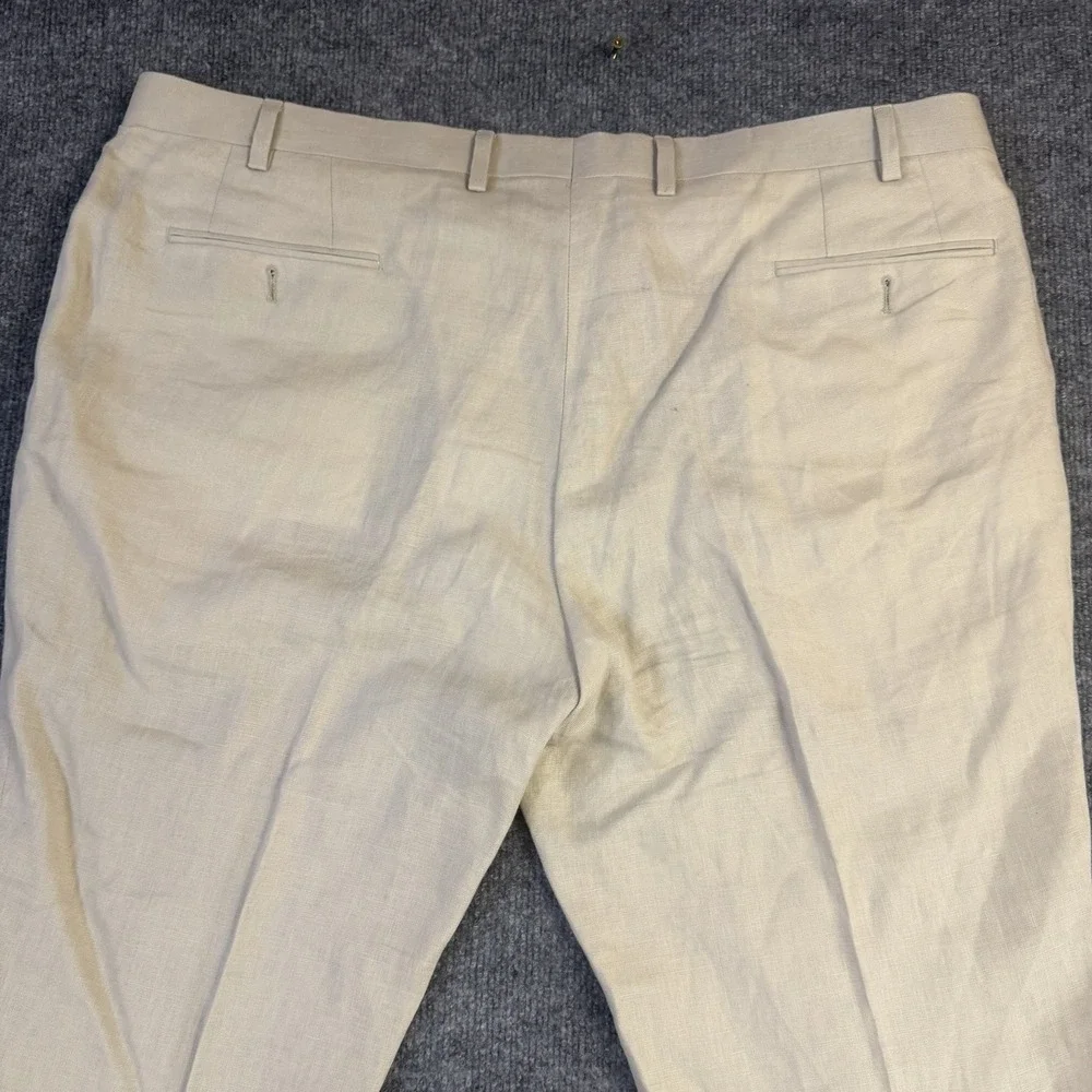 Lauren Ralph Lauren Pants Mens 42x30 Beige 100% Linen Dress Flat Front (44x30)